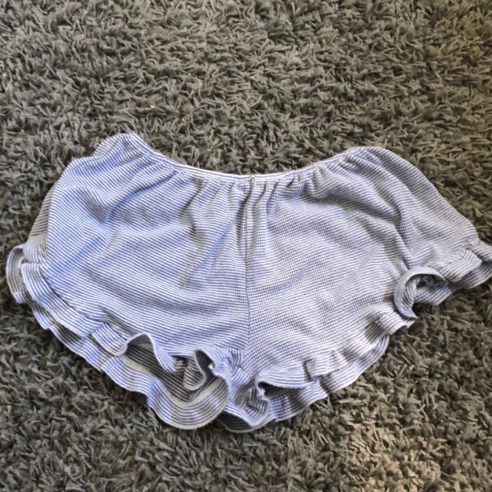 Light blue and white stripped flowy shorts